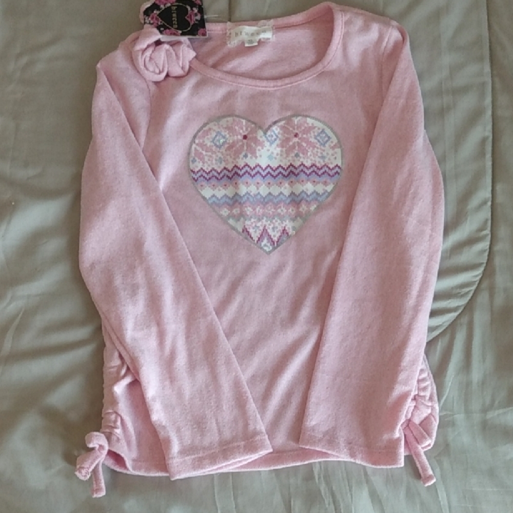 Pink Heart Pattern Kids Long Sleeve Top